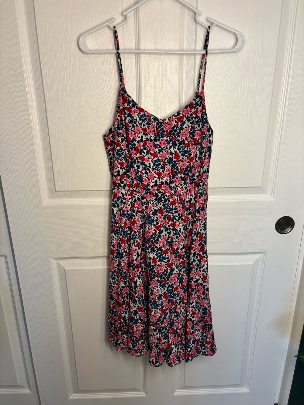 Old Navy Floral Fit & Flare Cami Dress Pink Blue Sleeveless Midi Size M